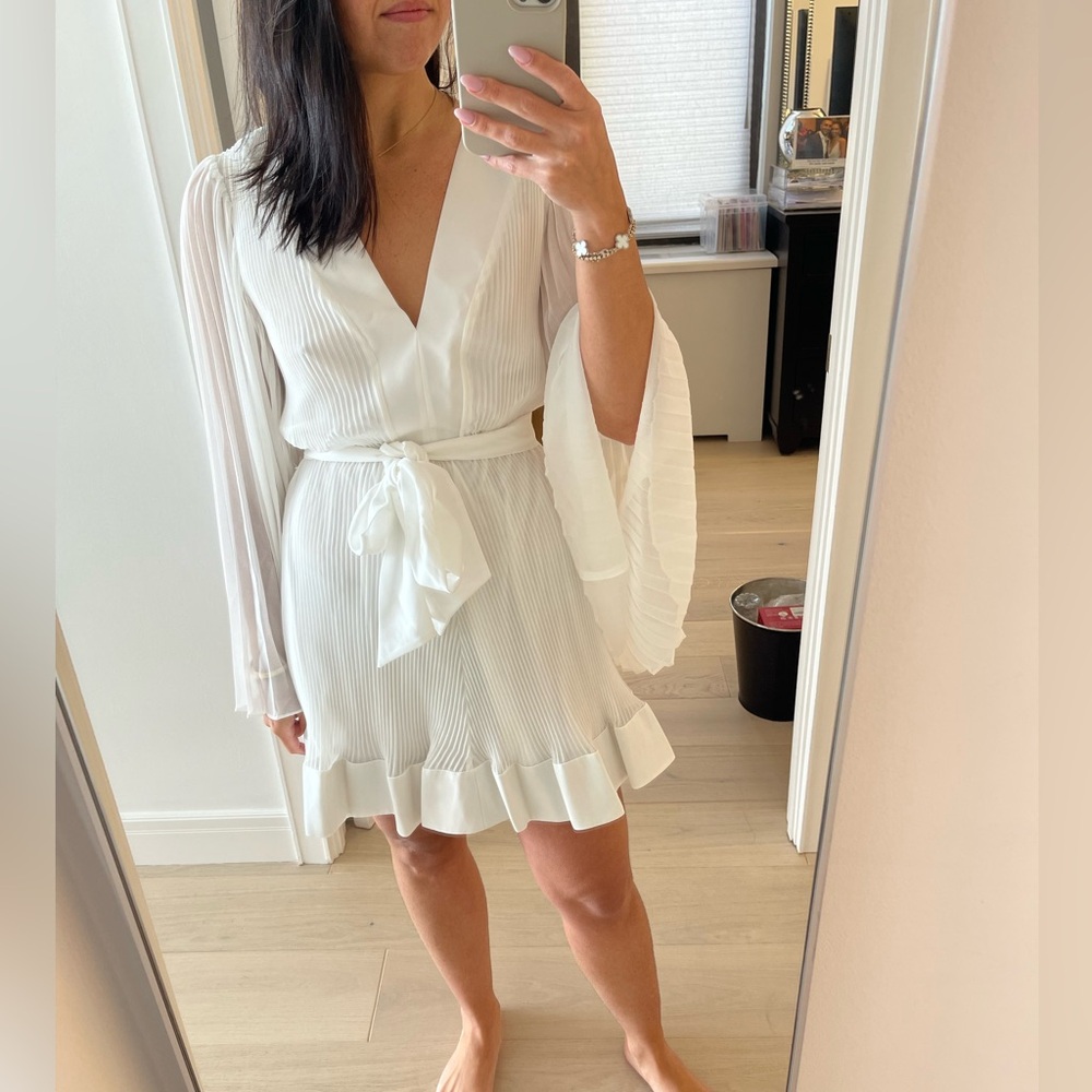 NWT Milly Liv Pleated Belted Minidress White